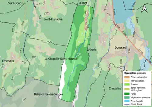 Carte en couleurs présentant l'occupation des sols