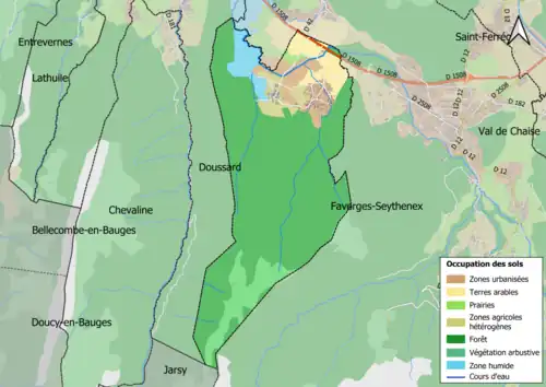 Carte en couleurs présentant l'occupation des sols.