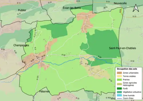 Carte en couleurs présentant l'occupation des sols.