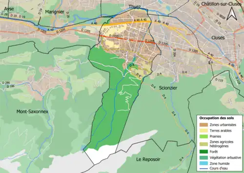 Carte en couleurs présentant l'occupation des sols.