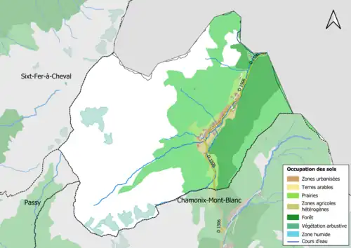 Carte en couleurs présentant l'occupation des sols.