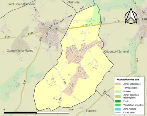 Carte en couleurs présentant l'occupation des sols.