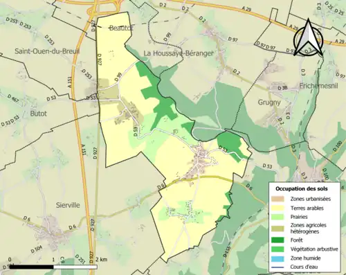 Carte en couleurs présentant l'occupation des sols.