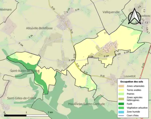 Carte en couleurs présentant l'occupation des sols.