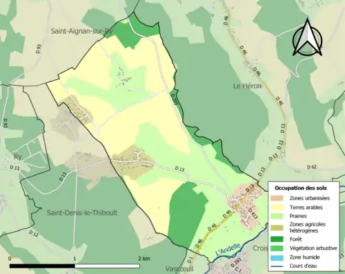 Carte en couleurs présentant l'occupation des sols.