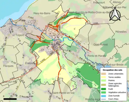 Carte en couleurs présentant l'occupation des sols.