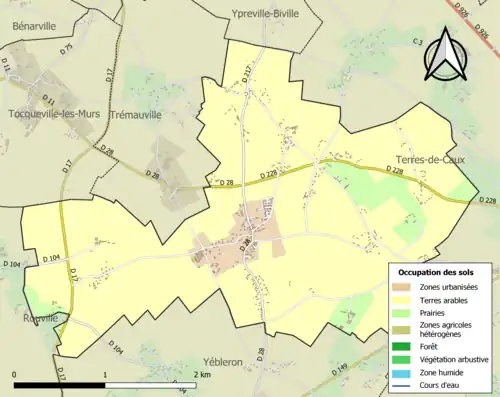 Carte en couleurs présentant l'occupation des sols.