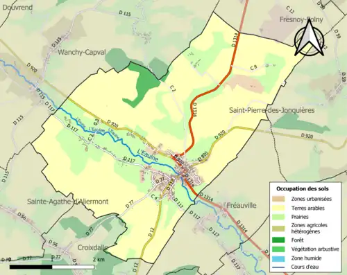 Carte en couleurs présentant l'occupation des sols.
