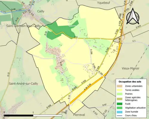 Carte en couleurs présentant l'occupation des sols.