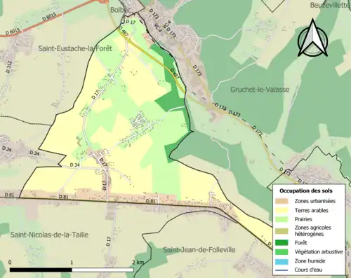 Carte en couleurs présentant l'occupation des sols.