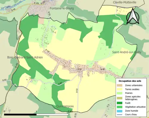 Carte en couleurs présentant l'occupation des sols.