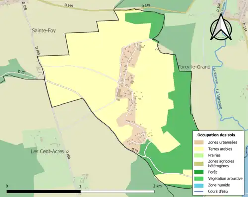 Carte en couleurs présentant l'occupation des sols.