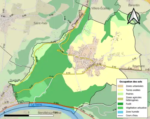 Carte en couleurs présentant l'occupation des sols.