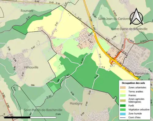 Carte en couleurs présentant l'occupation des sols.