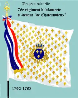 Drapeau colonelle du 76e régiment d'infanterie de ligne de 1791 à 1793