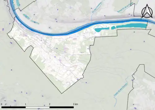 Carte montrant en couleurs le relief d'une commune