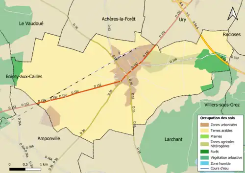 Carte de l'occupation des sols de la commune.