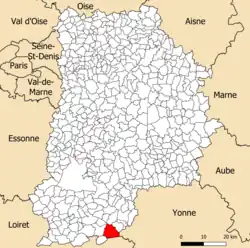 Localisation dans le département de Seine-et-Marne.