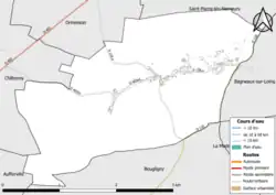Carte en couleur présentant le réseau routier de la commune