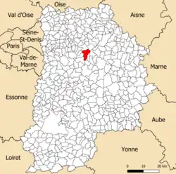Localisation dans le département de Seine-et-Marne.