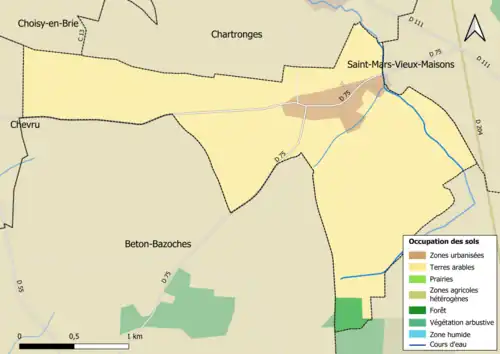 Carte des infrastructures et de l'occupation des sols en 2018 (CLC) de la commune.