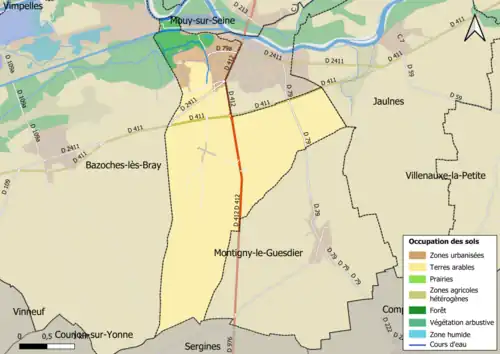 Carte des infrastructures et de l'occupation des sols en 2018 (CLC) de la commune.