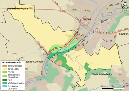 Carte des infrastructures et de l'occupation des sols en 2018 (CLC) de la commune.