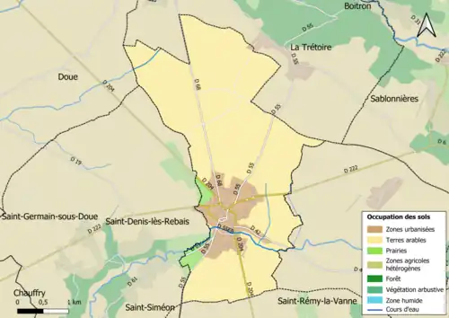 Carte des infrastructures et de l'occupation des sols en 2018 (CLC) de la commune.