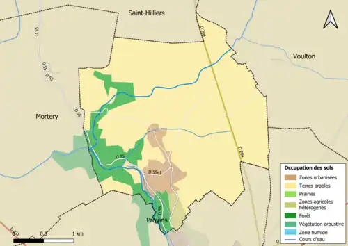Carte des infrastructures et de l'occupation des sols en 2018 (CLC) de la commune.