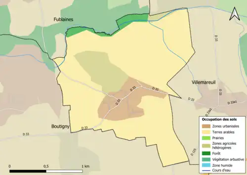 Carte des infrastructures et de l'occupation des sols en 2018 (CLC) de la commune.