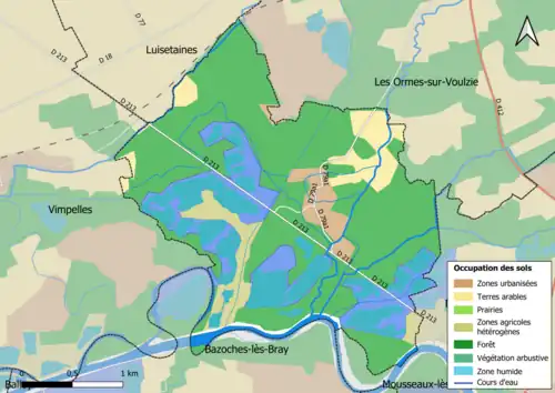 Carte des infrastructures et de l'occupation des sols en 2018 (CLC) de la commune.