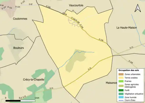Carte des infrastructures et de l'occupation des sols en 2018 (CLC) de la commune.