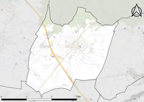 Carte montrant en couleurs le relief d'une commune