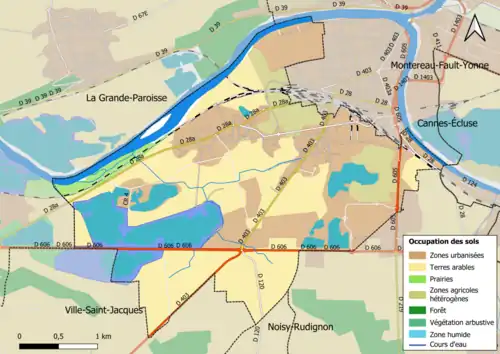 Carte des infrastructures et de l'occupation des sols en 2018 (CLC) de la commune.