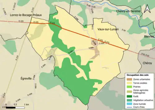 Carte des infrastructures et de l'occupation des sols en 2018 (CLC) de la commune.