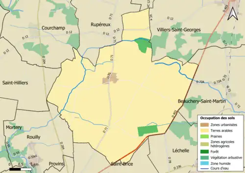 Carte des infrastructures et de l'occupation des sols en 2018 (CLC) de la commune.