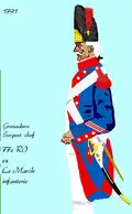 grenadier du 77e régiment d'infanterie de ligne de 1791 à 1792.