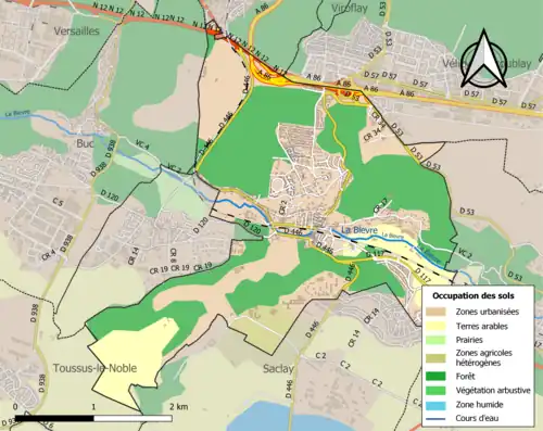 Carte en couleurs présentant l'occupation des sols.