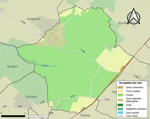 Carte en couleurs présentant l'occupation des sols.