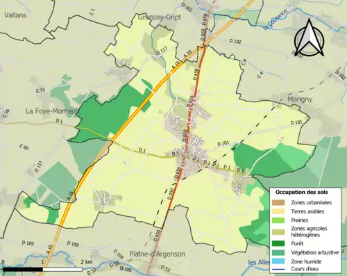 Carte en couleurs présentant l'occupation des sols.