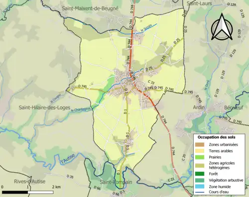Carte en couleurs présentant l'occupation des sols.