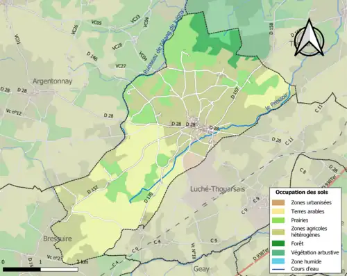 Carte en couleurs présentant l'occupation des sols.