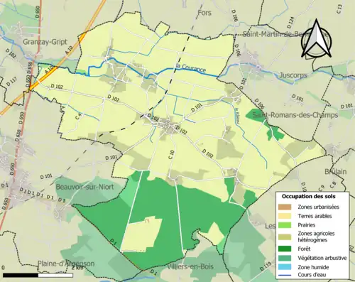 Carte en couleurs présentant l'occupation des sols.