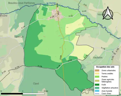 Carte en couleurs présentant l'occupation des sols.