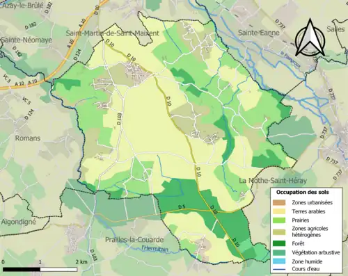 Carte en couleurs présentant l'occupation des sols.
