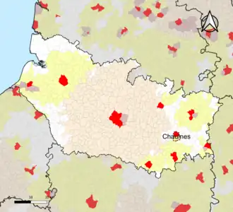 Localisation de l'aire d'attraction de Chaulnes dans le département de la Somme.