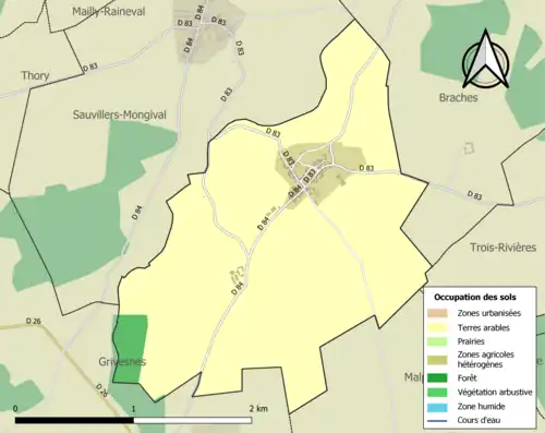 Carte en couleurs présentant l'occupation des sols.