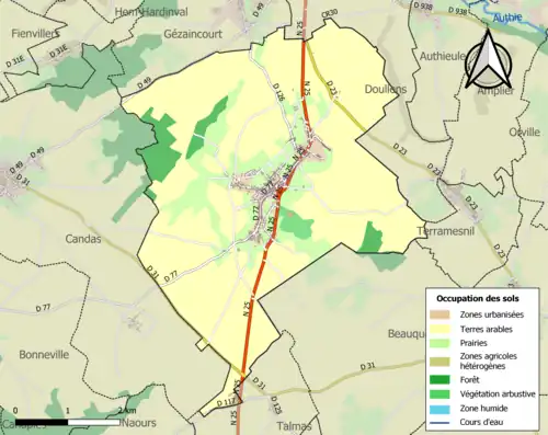 Carte en couleurs présentant l'occupation des sols.
