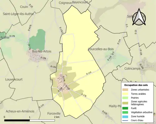 Carte en couleurs présentant l'occupation des sols.