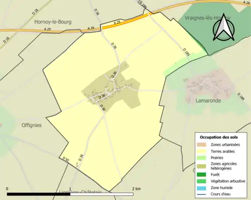 Carte en couleurs présentant l'occupation des sols.